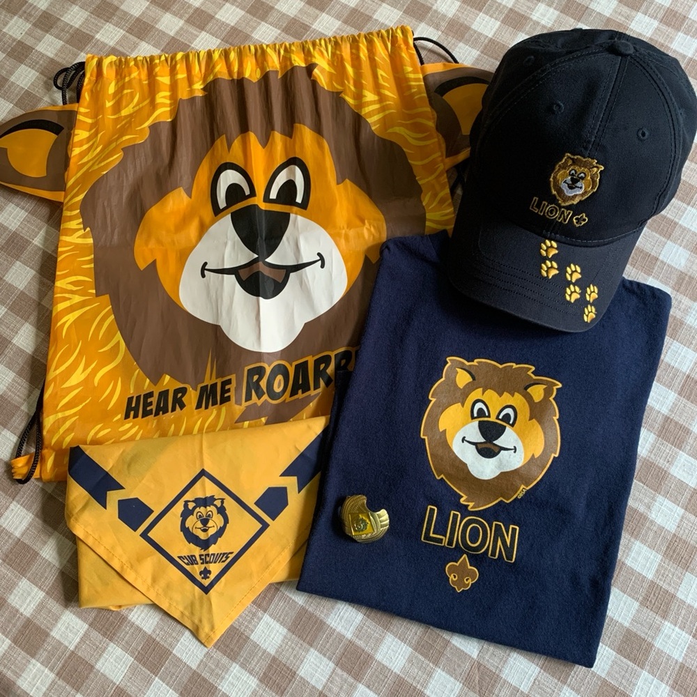 Cub Scout Lion Uniform Bundle - Shirt, Hat, Bag, Neckerchief & Slide
